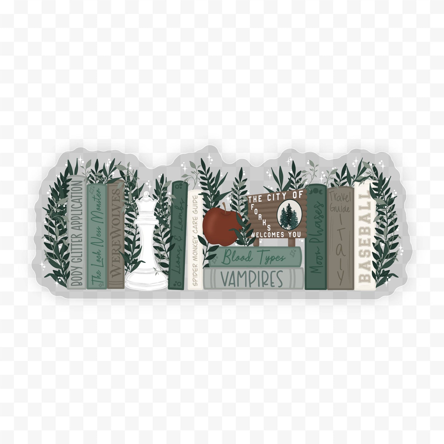 Meaggie Moos - Forks Washington Bookshelf Waterproof Sticker