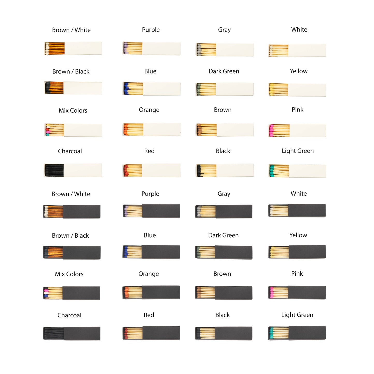 2" Inch Matchboxes - Matchsticks - Matches - Colorful: Mixed Colors / Black Matchbox