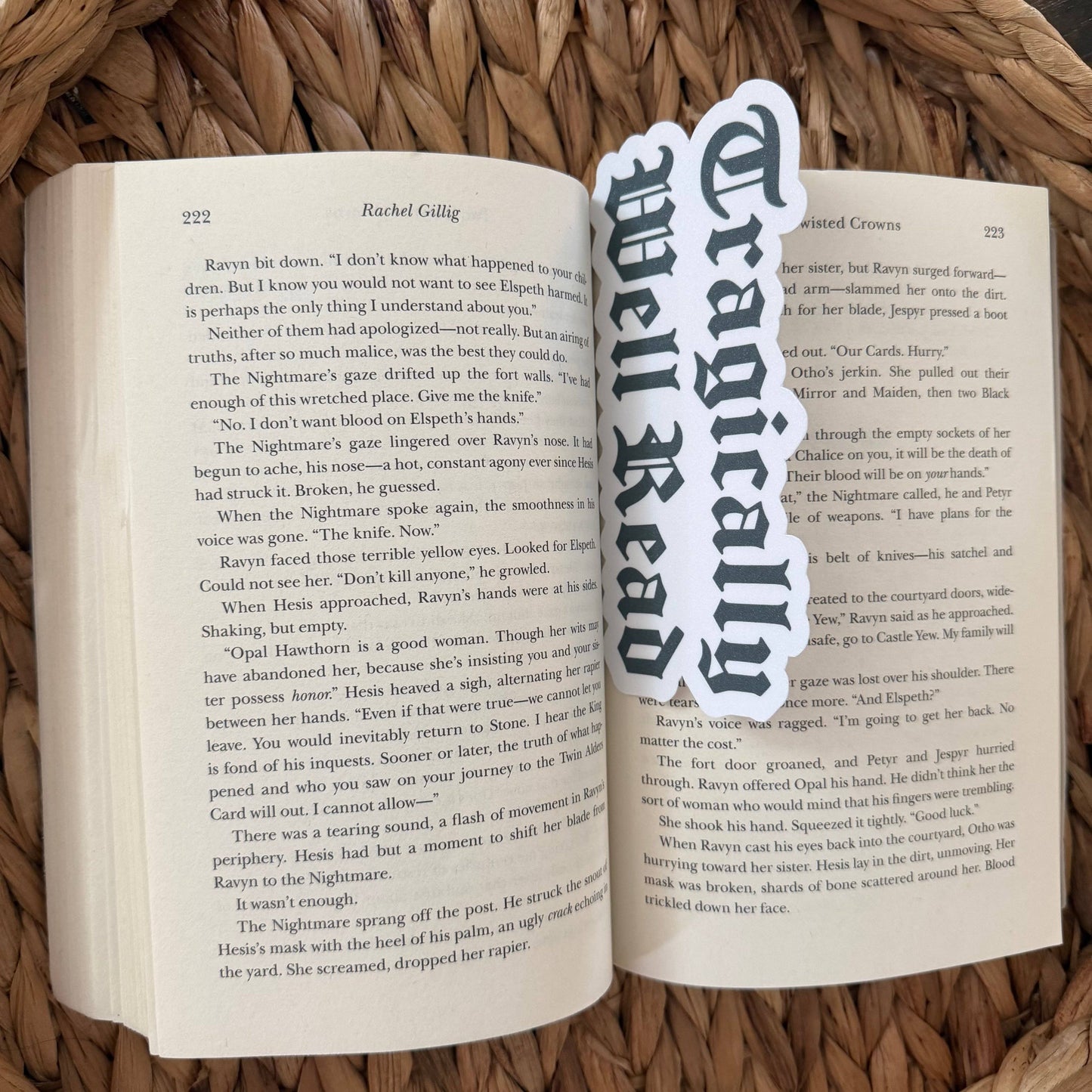 Gothic Tragically Well Read Bookmark | Handmade Gothic Die Cut Bookmark | Dark Bookish Gift