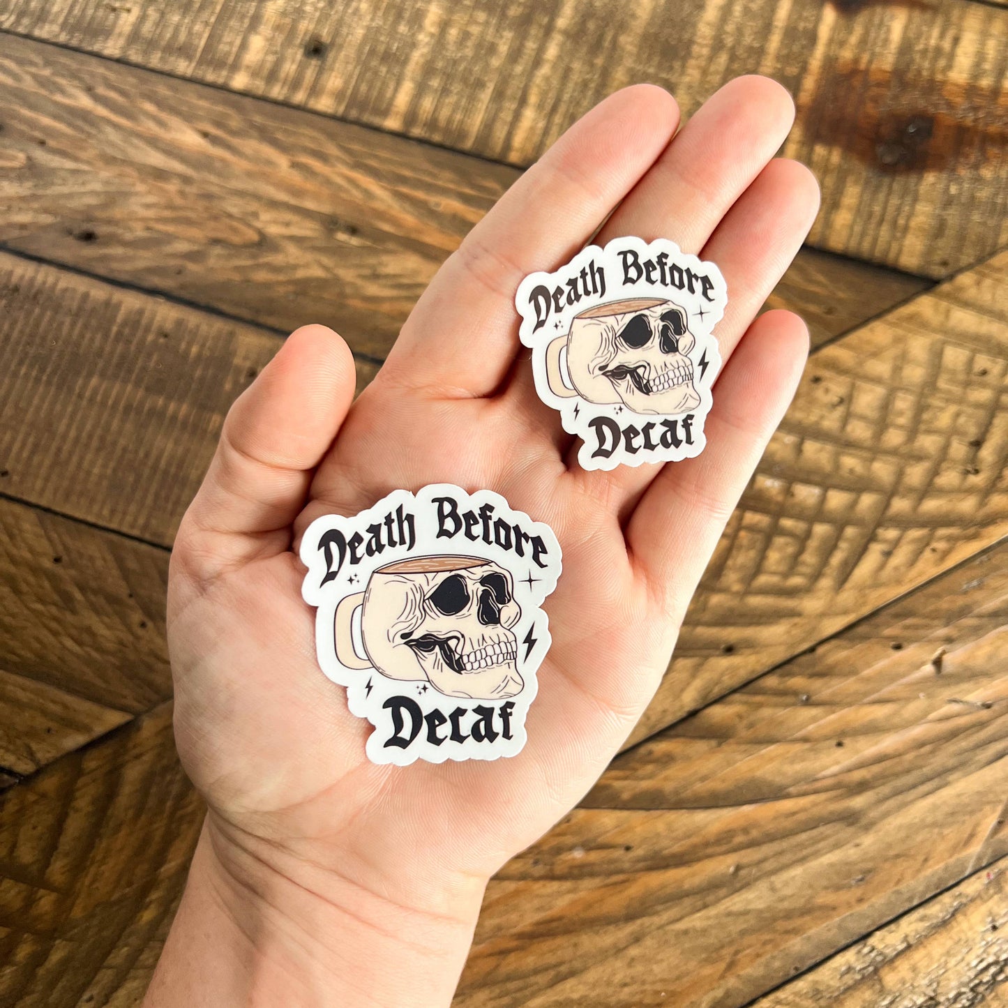 Death Before Decaf Vinyl Sticker, Coffee Lover: Large