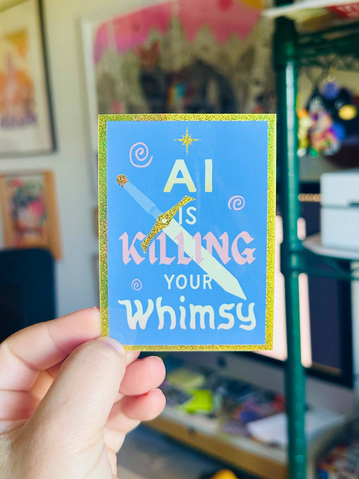 Odd Hare Goods - Ai is Killing Your Whimsy Holographic Sticker