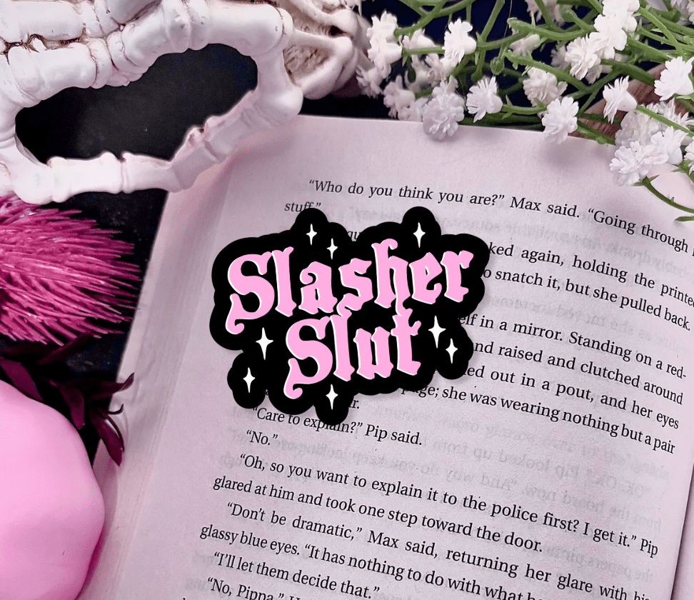 Awfullynerdy.co - Slasher Slut Sparkle Vinyl Sticker – Durable Waterproof Bookish Decal