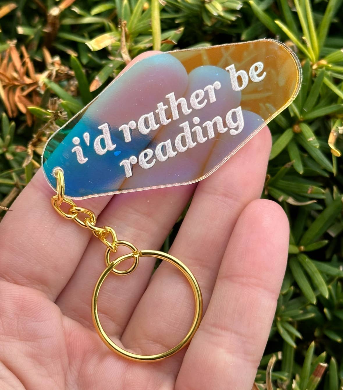 ShlemonArt - I'd Rather Be Reading Motel Iridescent Keychain