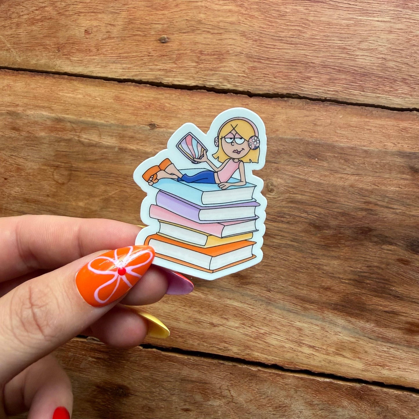 Lizzie Book Stack Die Cut Vinyl Sticker