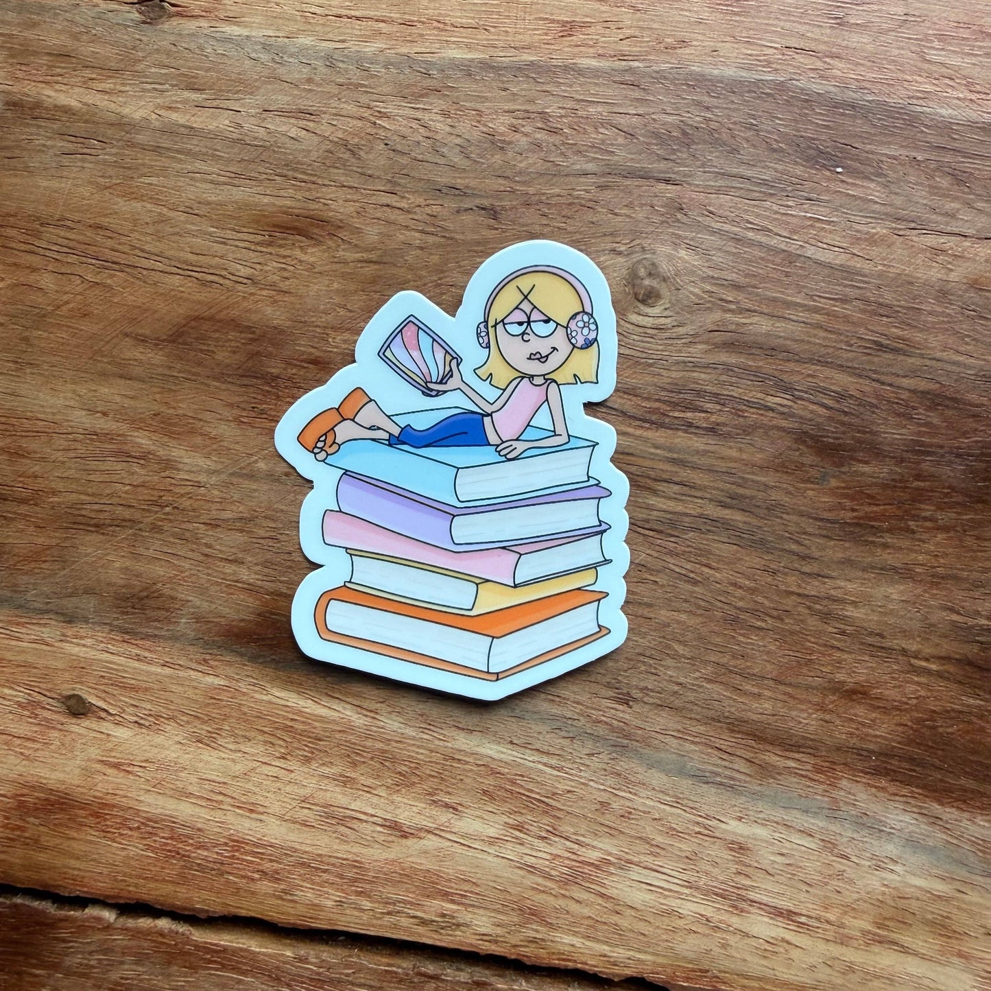Lizzie Book Stack Die Cut Vinyl Sticker