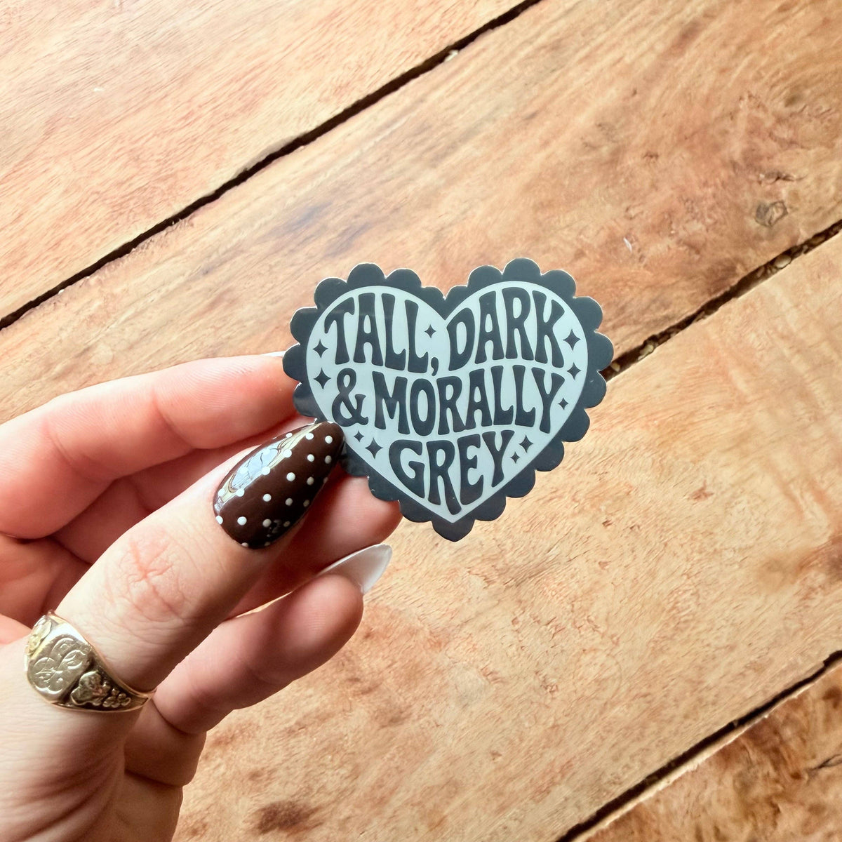 Mad Poppy - Tall Dark and Morally Grey Heart Vinyl Sticker | Dark Romance