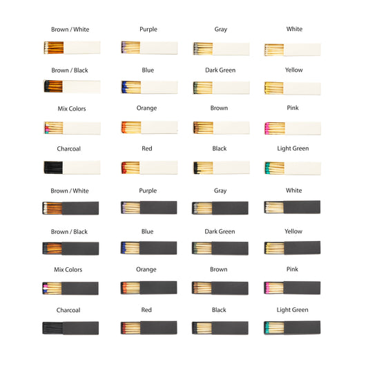 2" Inch Matchboxes - Matchsticks - Matches - Colorful: Mixed Colors / White Matchbox