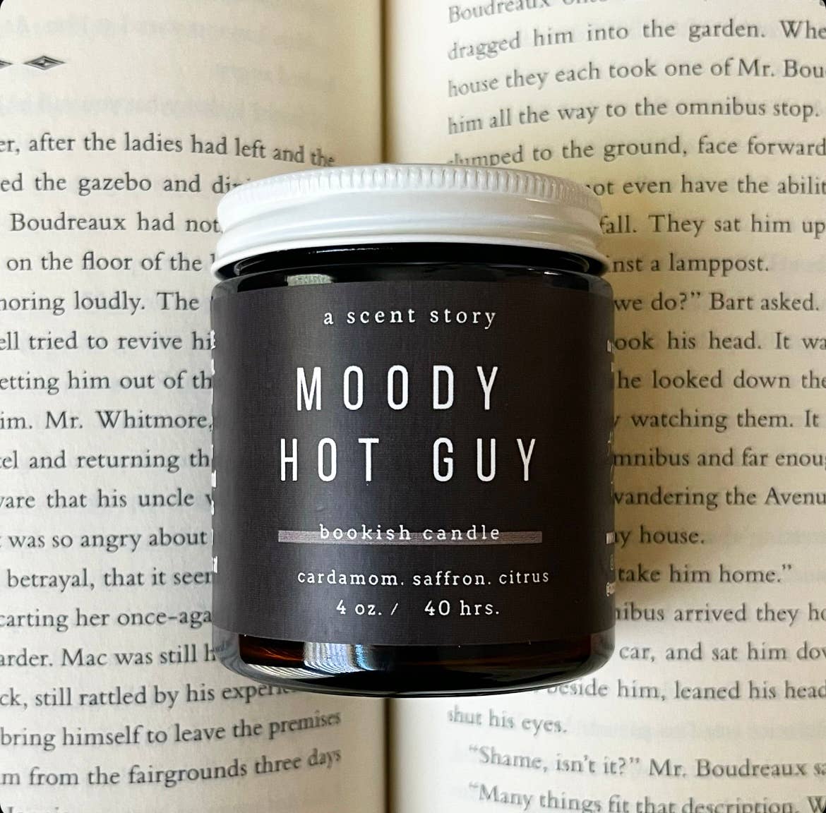 A Scent Story Candle Co - Moody Hot Guy -  Bookish Candle | Book Themed Candle