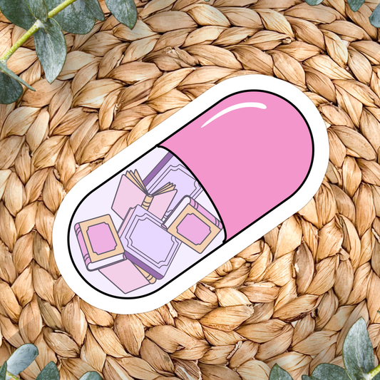 Stickers X Ashley Bexar - Book Bookish Books Pill Funny Waterproof Vinyl Sticker