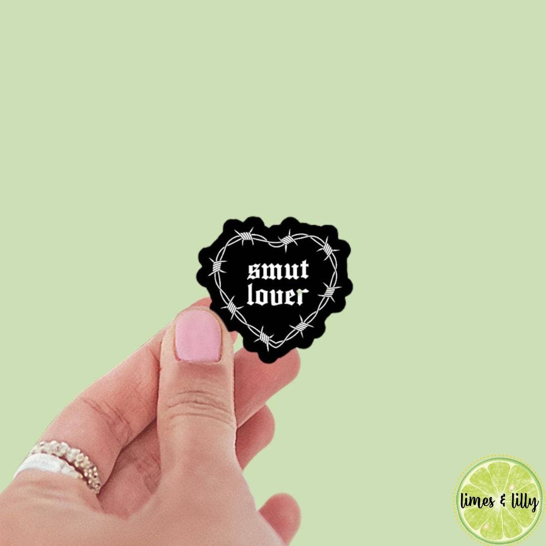 Limes & Lilly - Smut Lover Thorn Thorny Spiky Black Heart Vinyl Sticker|