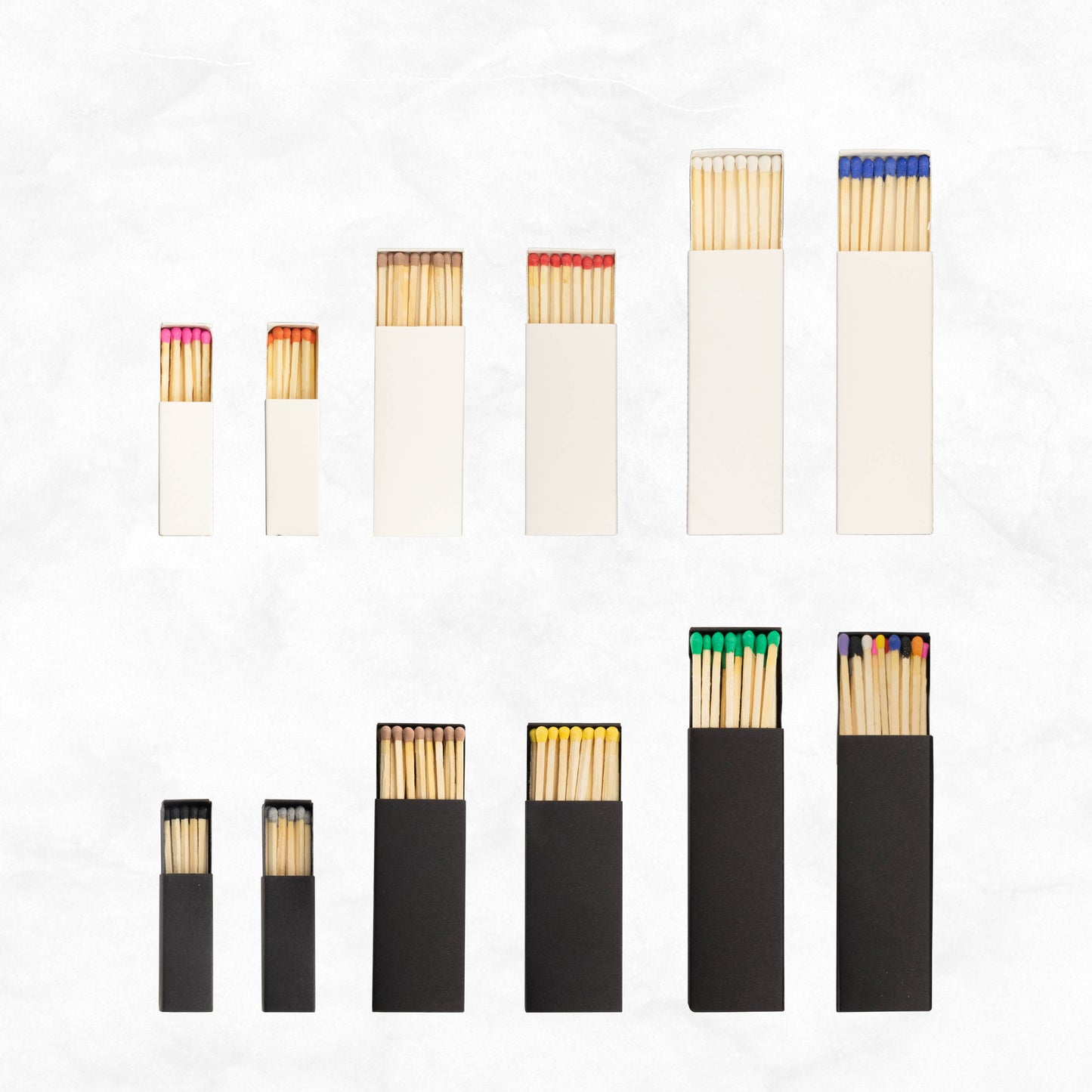 3" Inch Matchboxes - Matchsticks - Matches - Colorful: Charcoal / White Matchbox