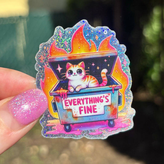 Awfullynerdy.co - Everything is Fine Glitter Sticker