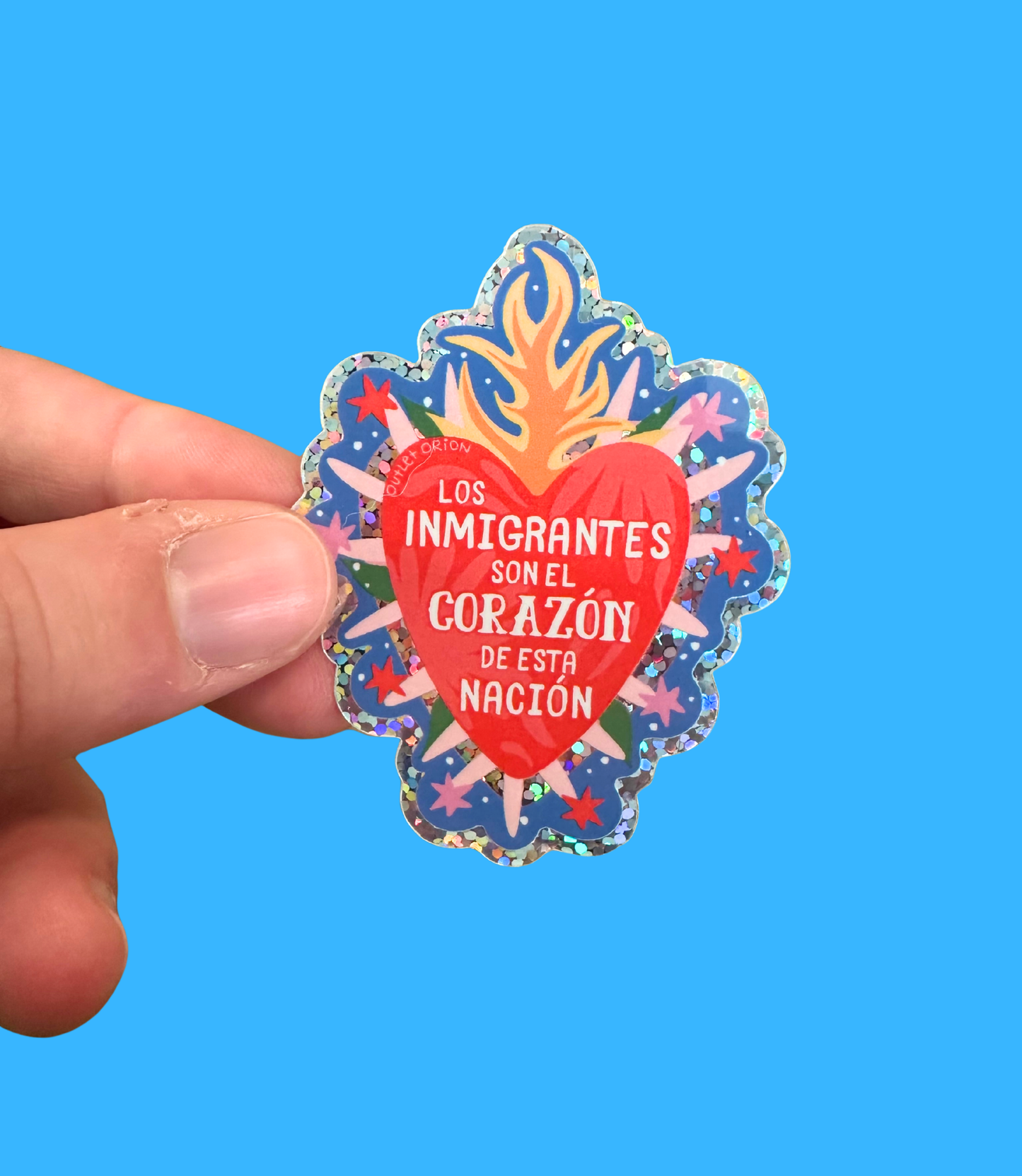 Outlet Orion - Immigrants Are the Heart Glitter Holographic Sticker