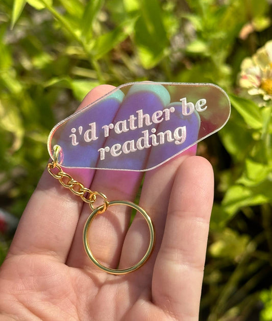 ShlemonArt - I'd Rather Be Reading Motel Iridescent Keychain