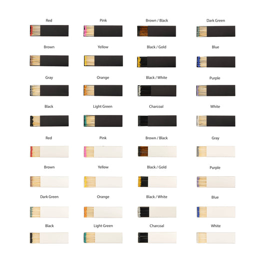 3" Inch Matchboxes - Matchsticks - Matches - Colorful: Charcoal / Black Matchbox