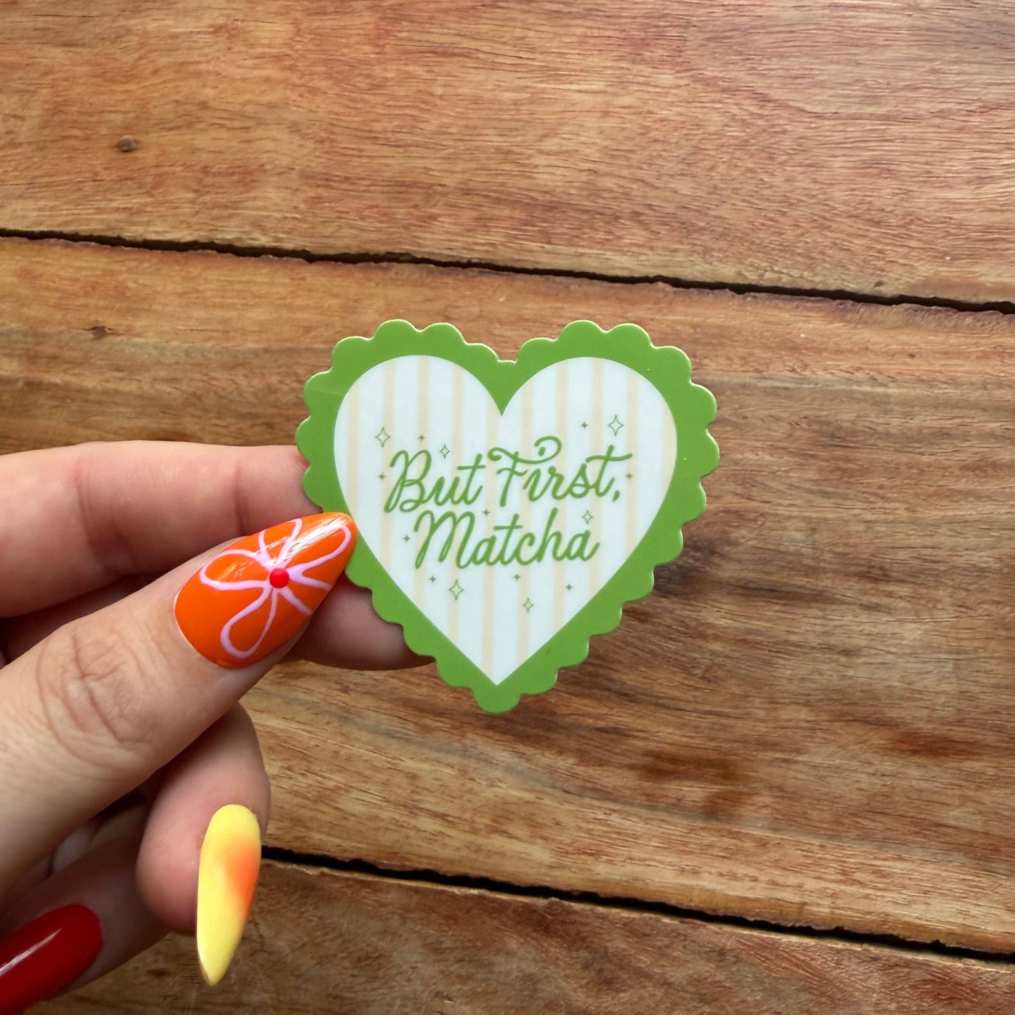 But First Matcha Heart Vinyl Sticker | Cute Matcha Lover Bookish Decal