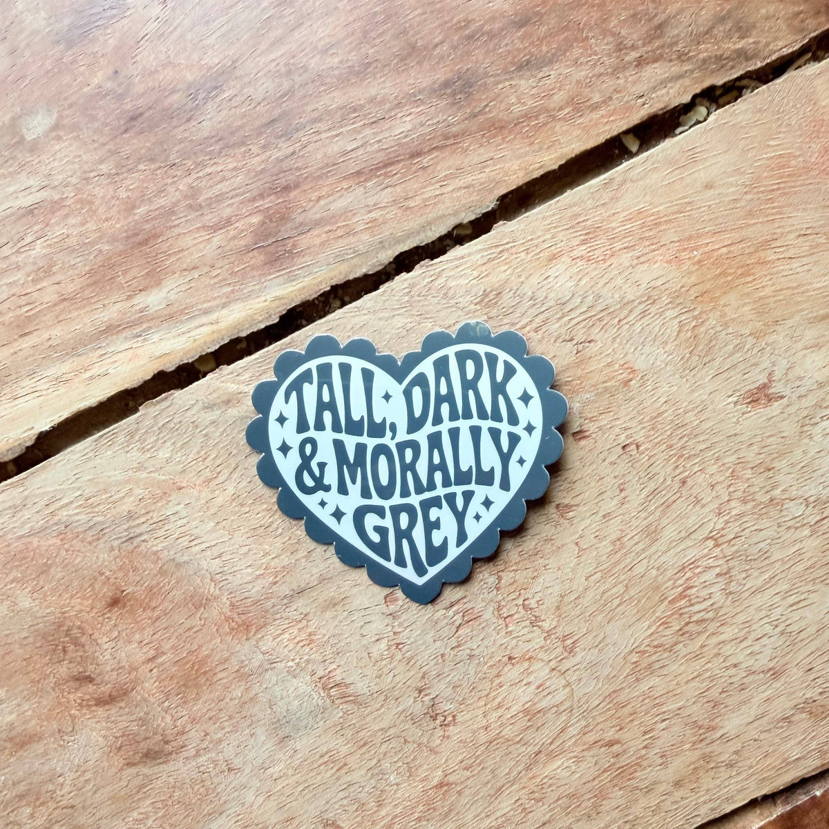 Mad Poppy - Tall Dark and Morally Grey Heart Vinyl Sticker | Dark Romance