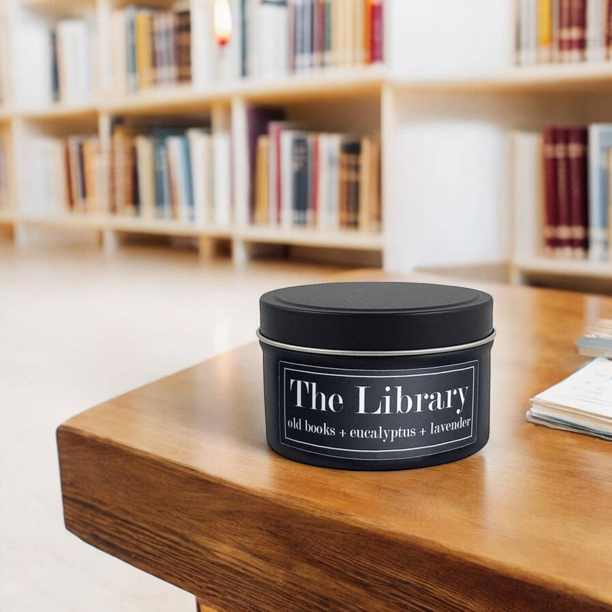 Fly Paper Products - The Library 4oz Candle - Old Books + Eucalyptus + Lavender