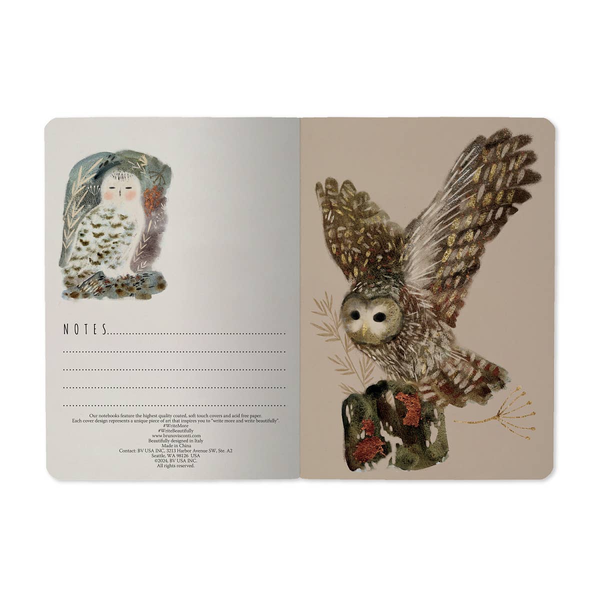 BV by Bruno Visconti - A6 Passport Notebook -Notebook Owls