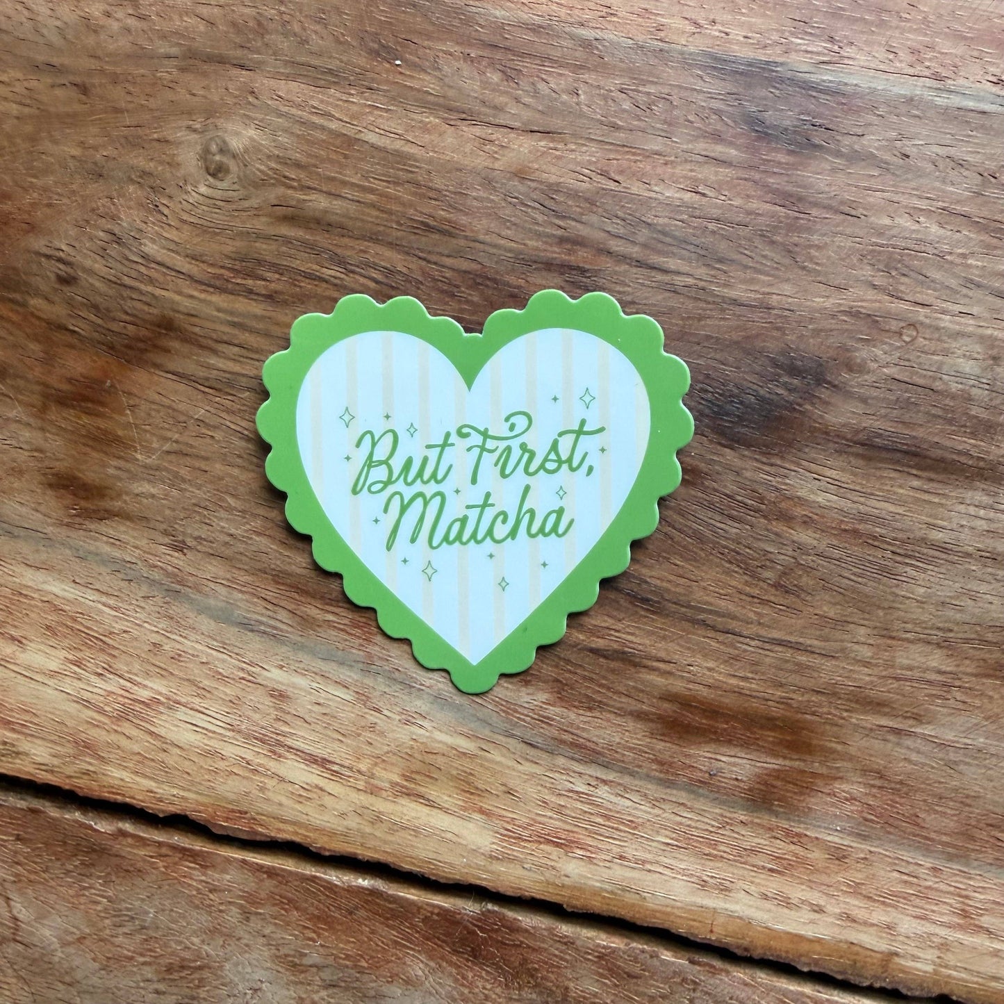 But First Matcha Heart Vinyl Sticker | Cute Matcha Lover Bookish Decal
