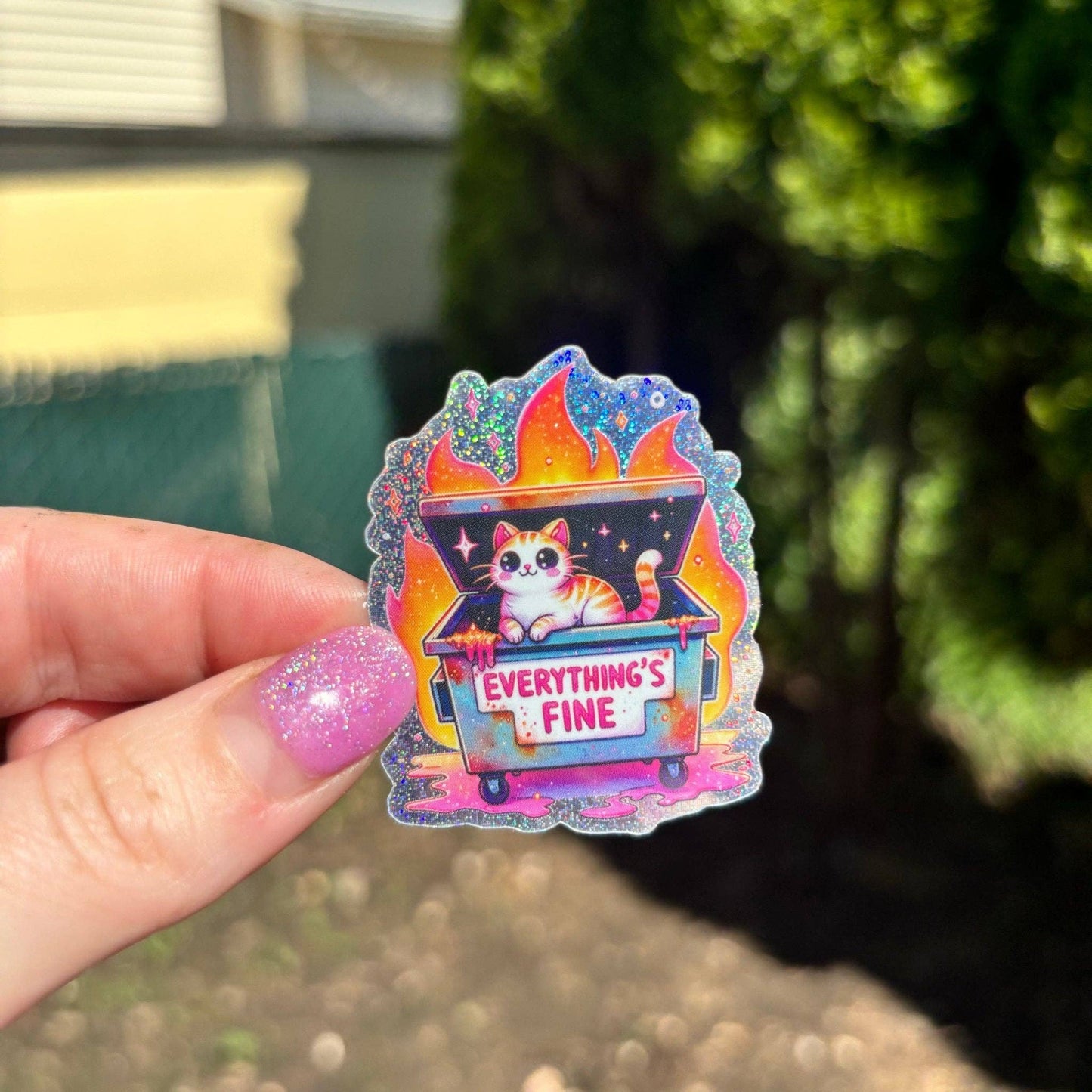 Awfullynerdy.co - Everything is Fine Glitter Sticker