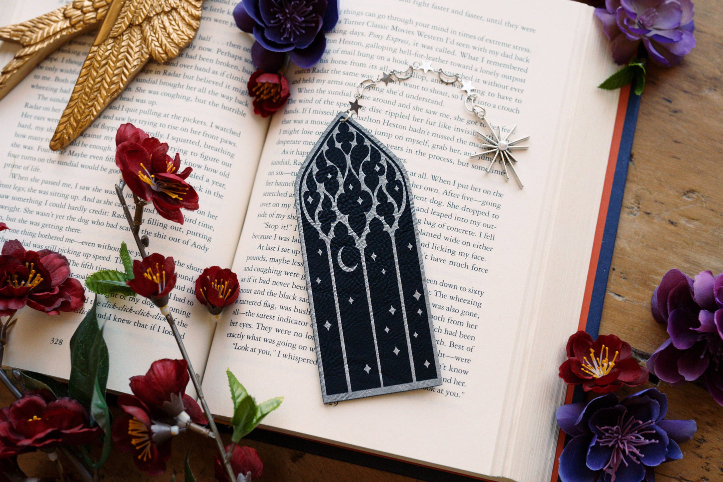 Stargazer Window Faux Leather Bookmark