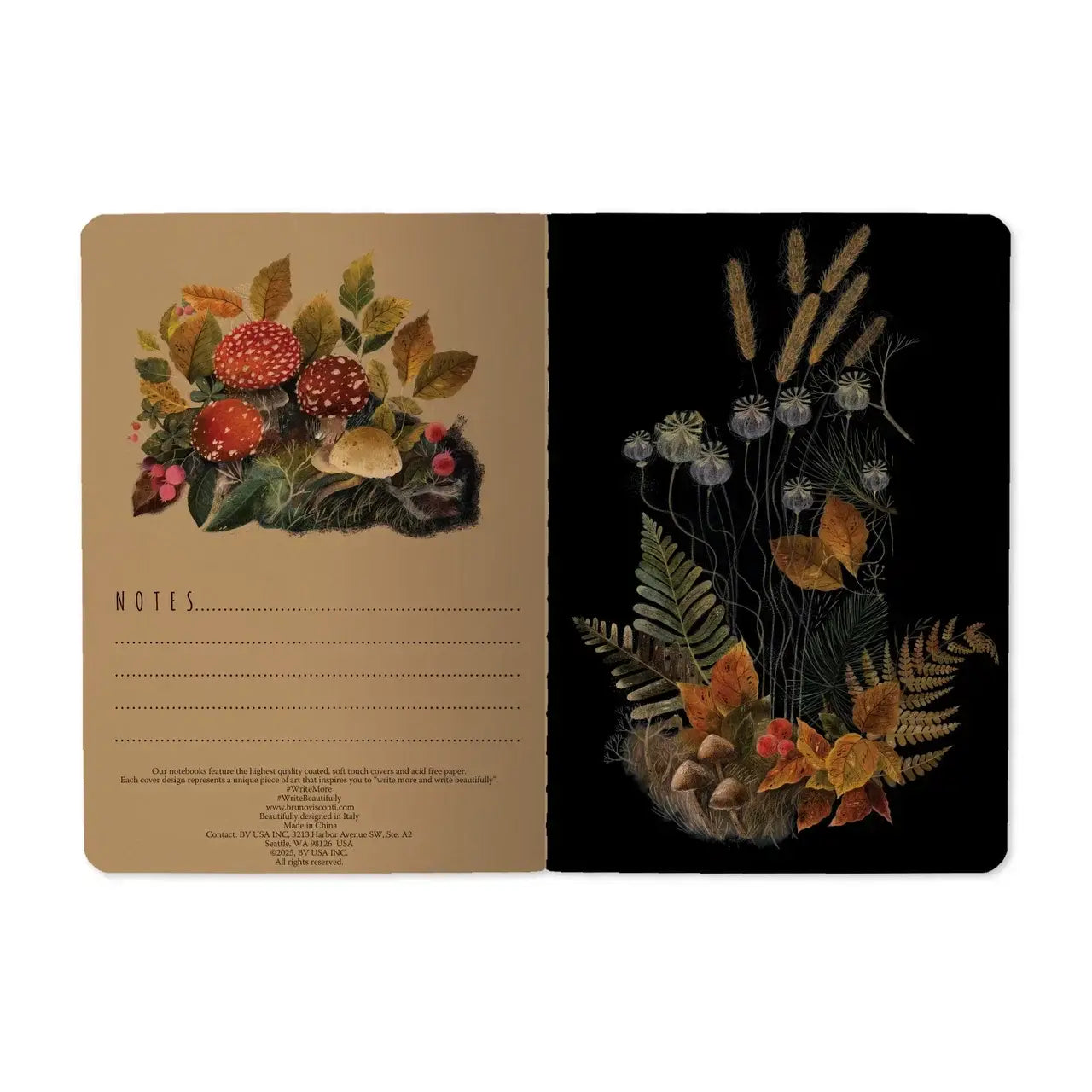 BV by Bruno Visconti - A6 Passport Notebook  - Forest Mushrooms